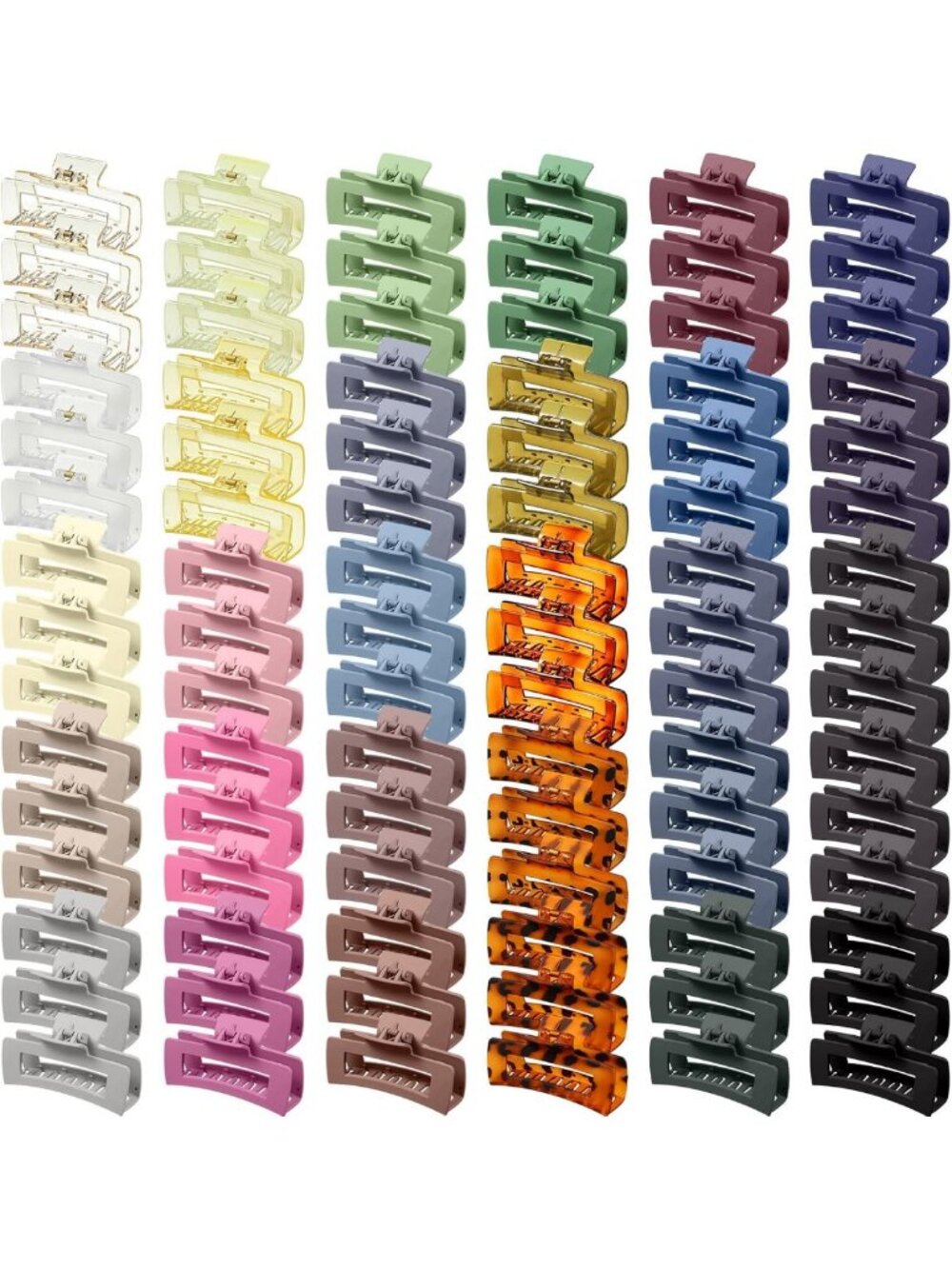 60 Pcs Large Rectangle Hair Claw Clips for Women - Bulk Set, 4.1 Inch Stylish